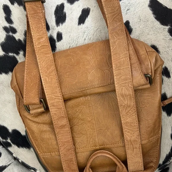 American Leather Embossed Backpack - Brown - Picture 4 of 5